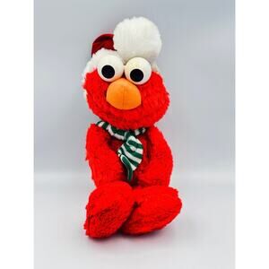 Vintage 1997 Tyco Sesame Street Christmas Elmo Plush 15” Red Holiday Stuffed Toy